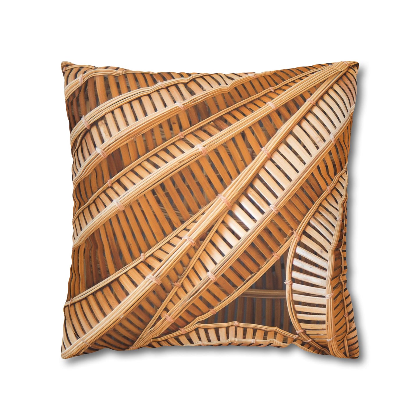 Faux Suede Square Pillowcase - Natural Bamboo Spiral