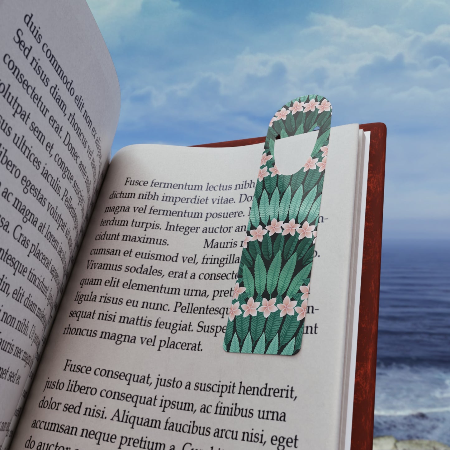 Bookmark - Aluminum, Plumeria and Palms, Evergreen