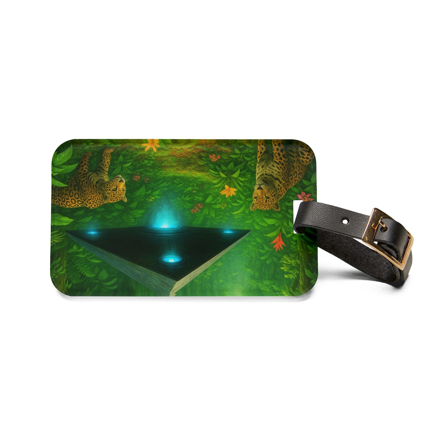 Luggage Tag - Rainforest UFO and Jaguars
