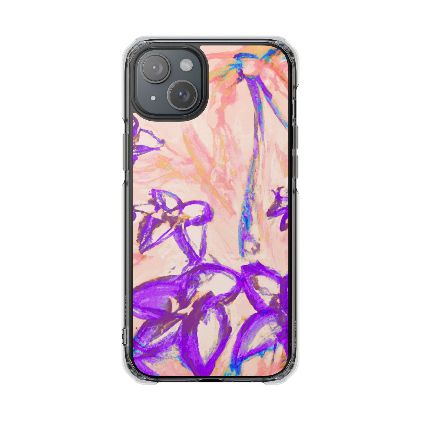 Tropical Doodles/Peach Magnetic Clear Phone Case, Many Models