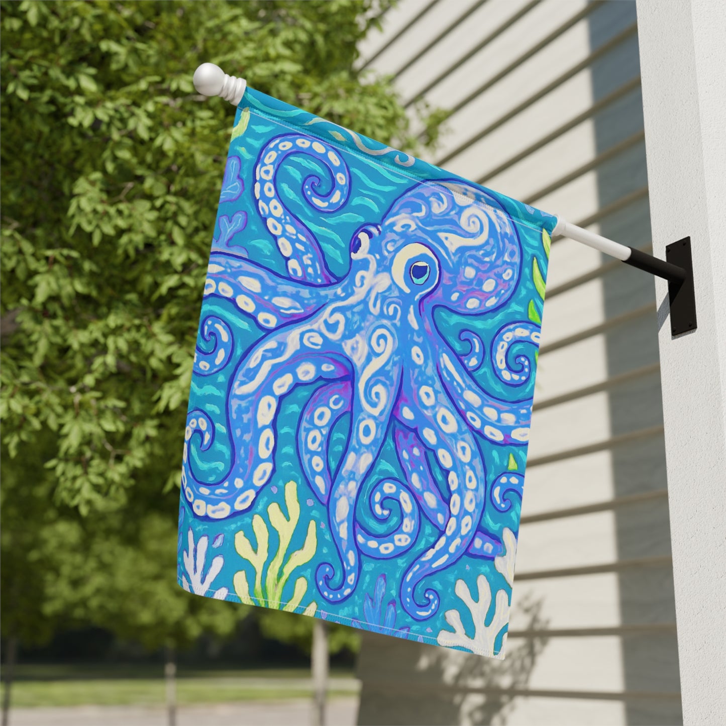 Tropical Garden Flag - Perfect for Outdoor Decor / Octopus Kraken Joe, Blue