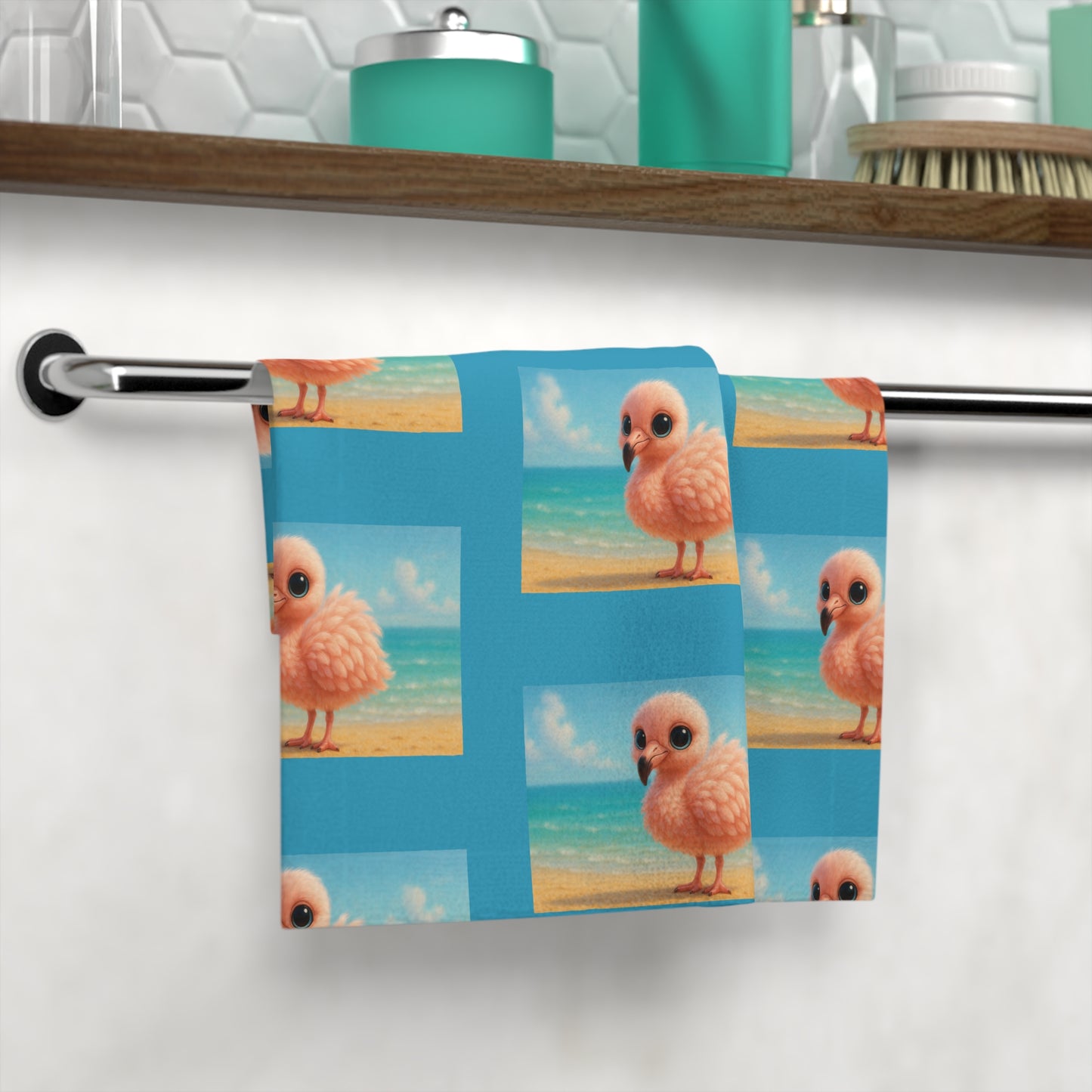 Face Towel - Baby Flamingo/Turquoise