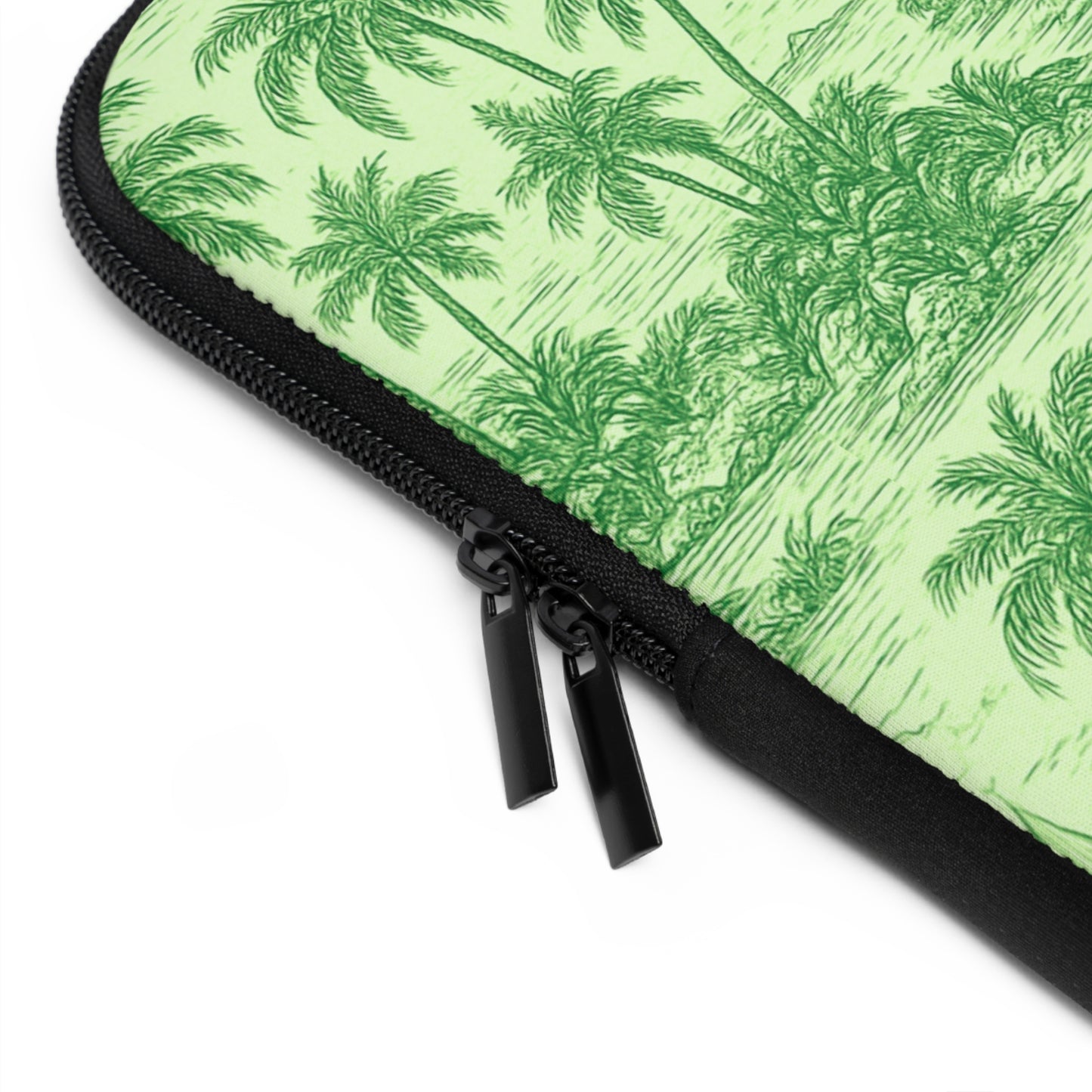 Tropical Laptop Sleeve, 5 Sizes - Perfect for Beach Lovers & Students / Faraway Toile, Green