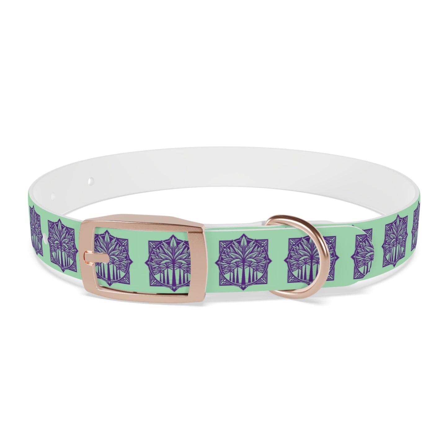 Dog Collar - Deco Palm Trees, Mint Green