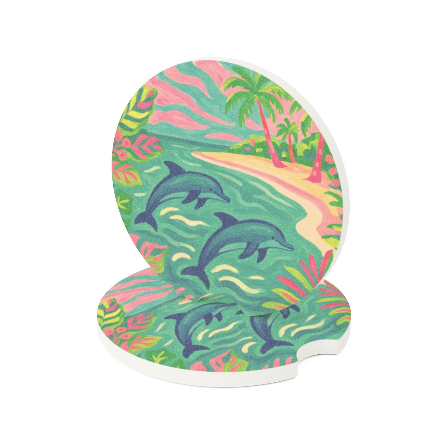 Soapstone Car Coaster - Jumping Dolphins