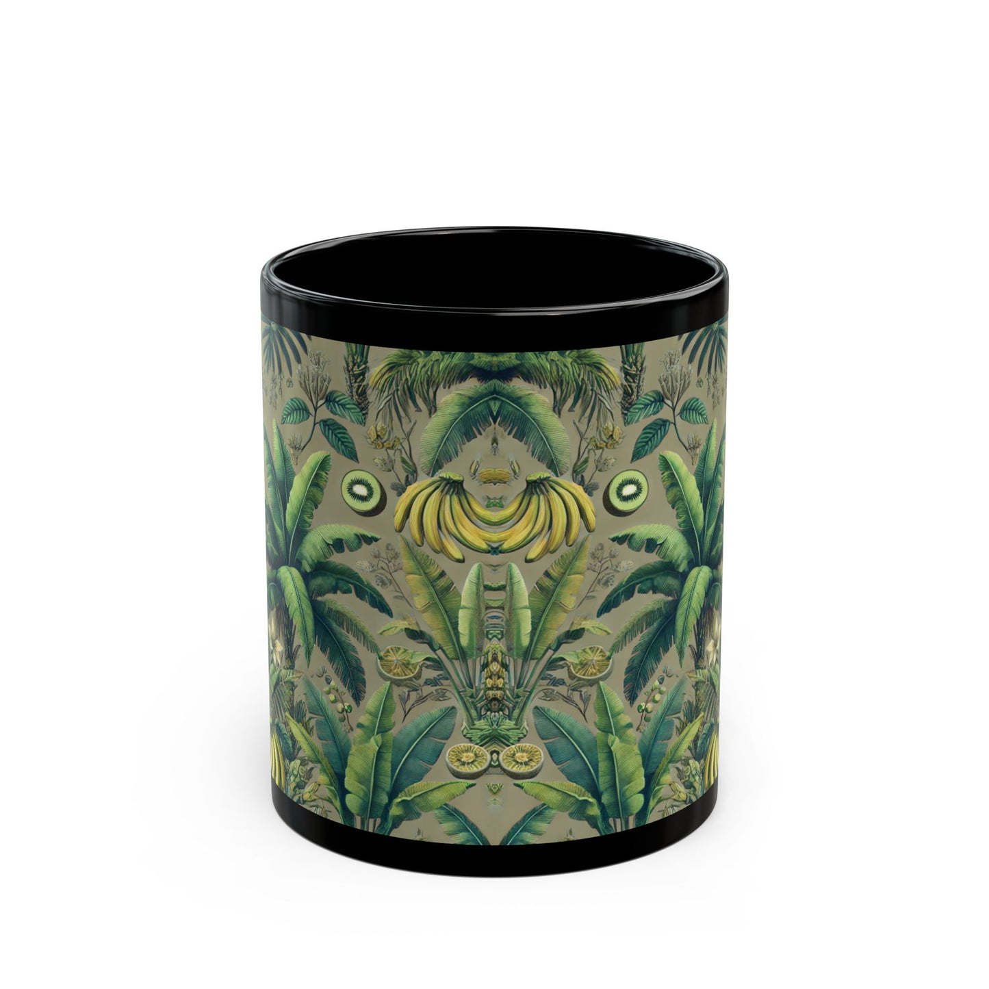 Black Coffee Mug - Tropical Fruit, Taupe