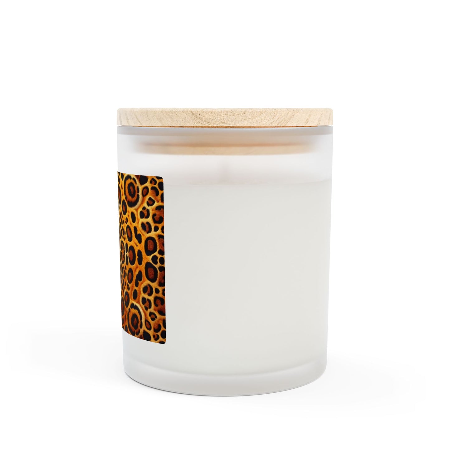 Frosted Glass Candle, 11oz - Kaleido Jaguar Spots