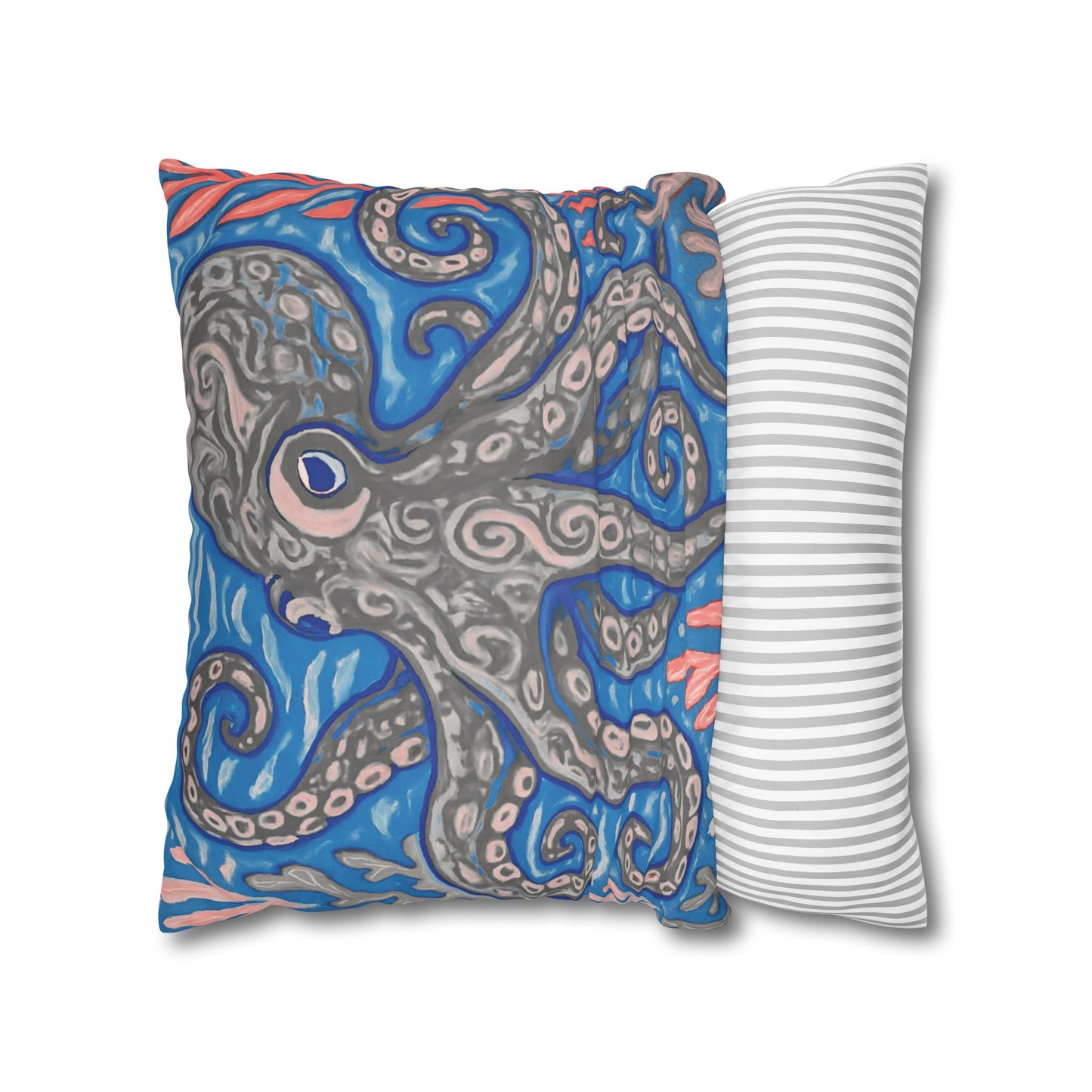 Faux Suede Square Pillowcase - Slate Kraken Joe