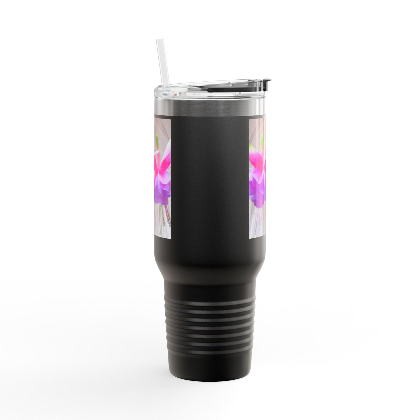 Insulated Travel Mug, 40oz / Floral Two Fuchsias, Gothic - Perfect for Outdoor Adventures