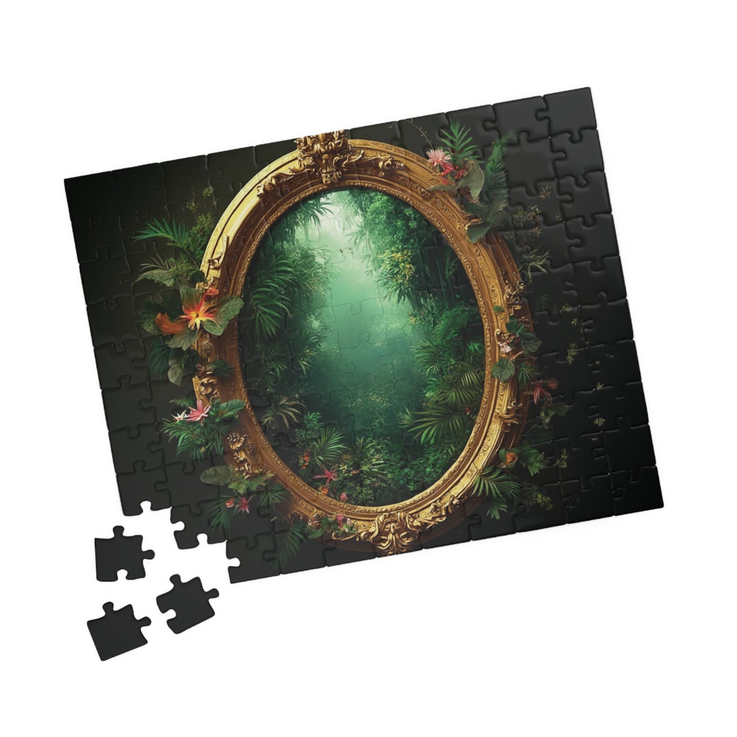 Golden Portal to Paradise Tropical Puzzle, 4 Sizes - Relaxing Jigsaw for Island Vibes