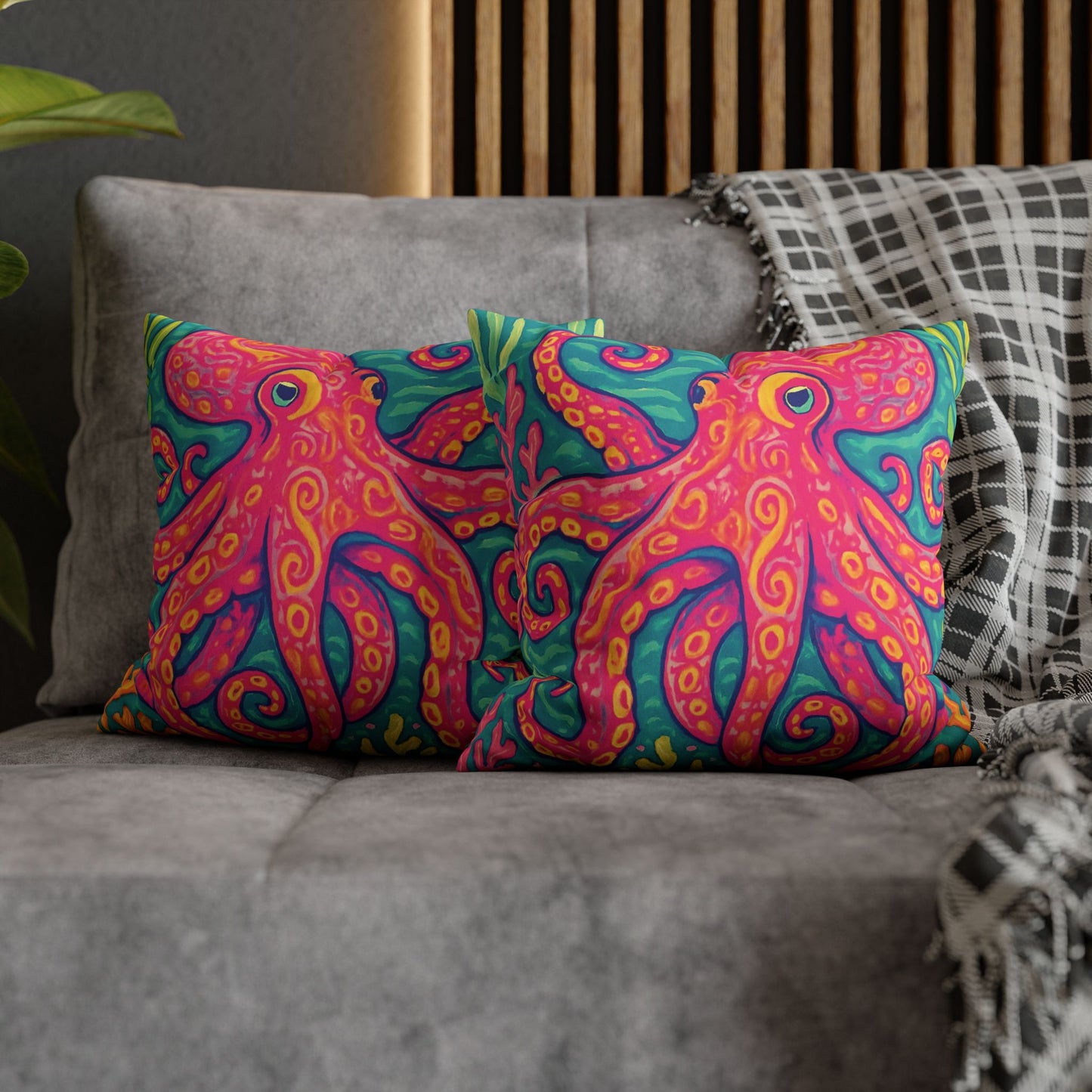 Faux Suede Square Pillowcase - Red Kraken Joe