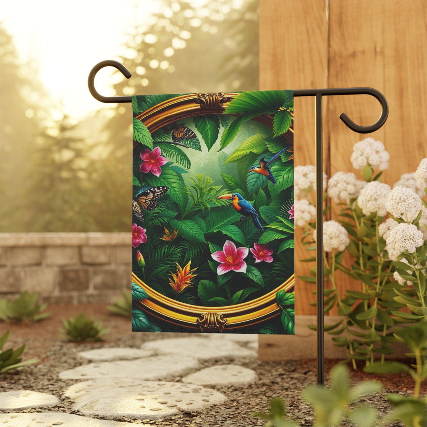Tropical Garden Flag  - Perfect for Outdoor Decor / Framed Rainforest