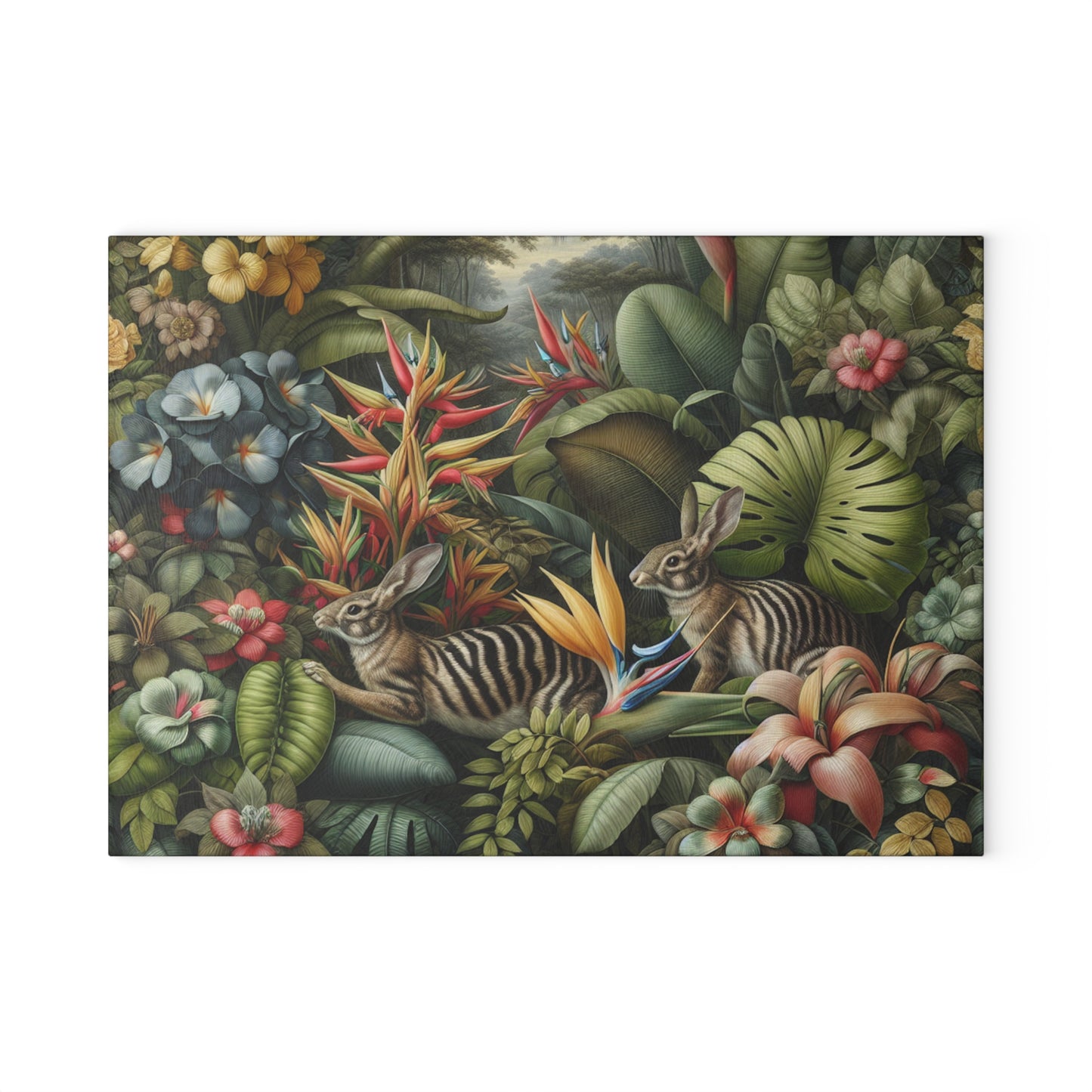 Glass Cutting Board, 2 sizes - Rainforest Rabbit Outing