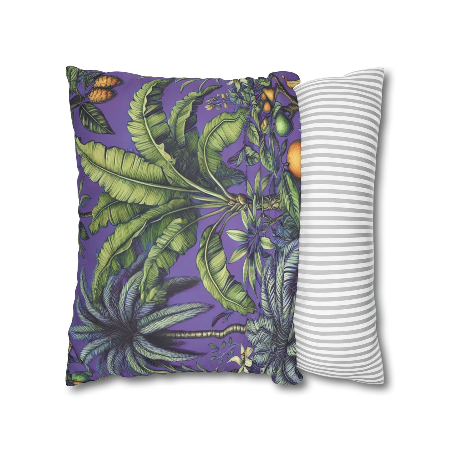 Faux Suede Square Pillowcase - Tropical Fruit, Purple