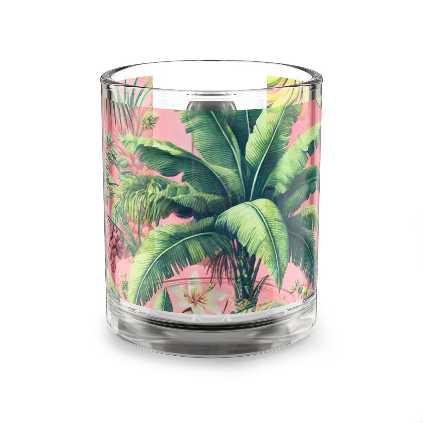 Tropical Glass Mug - 10oz Coffee Cup / More Tropical Fruit, Coral