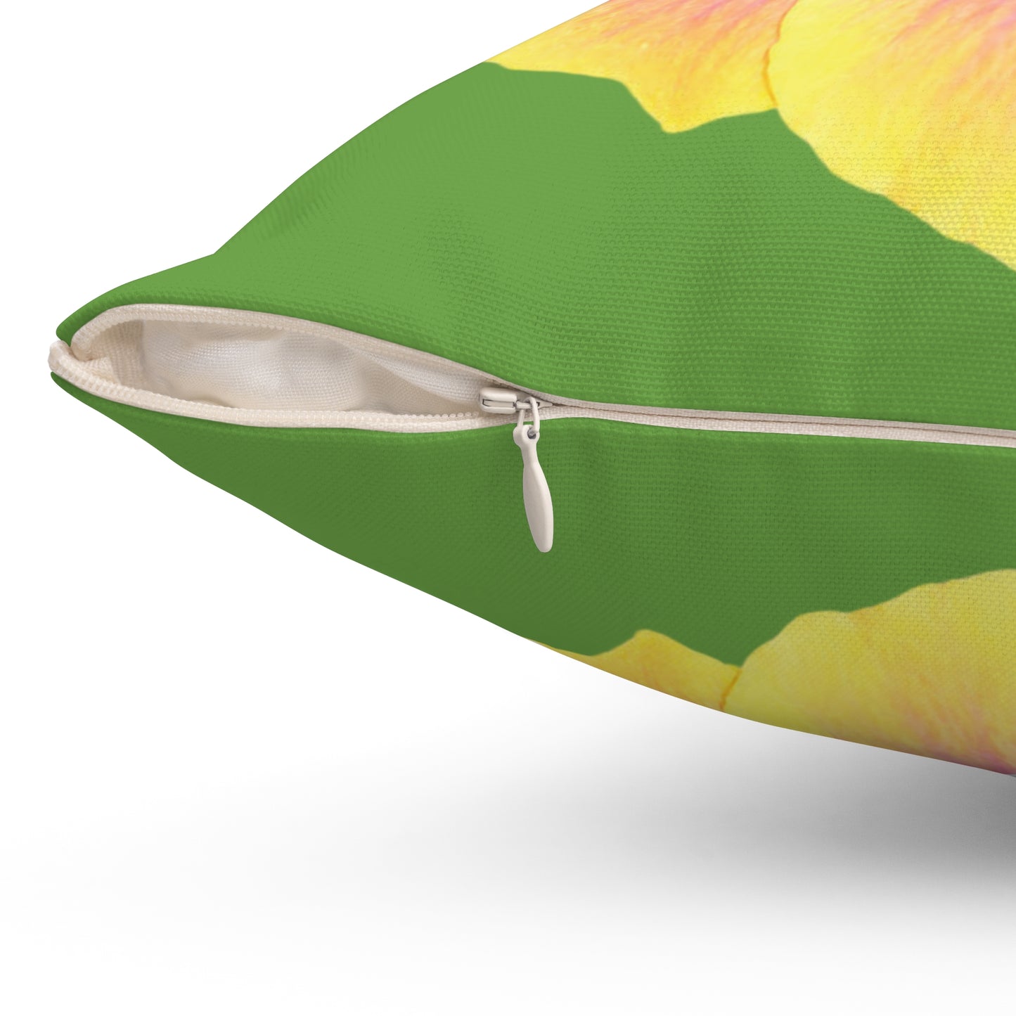 Decorative Pillow - Accent Cushion, 4 Sizes / Photo Yellow Hibiscus, Green