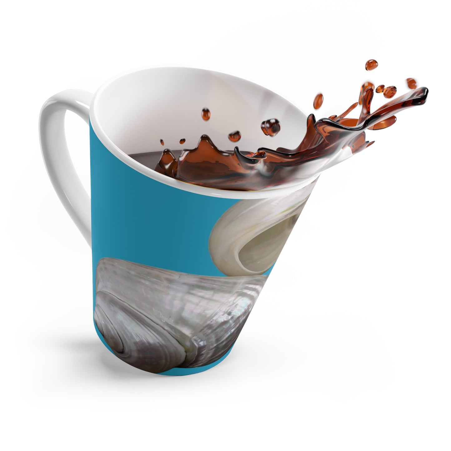 Latte Mug - Perfect for Coffee Enthusiasts / Lustrous Seashell Trio, Turquoise
