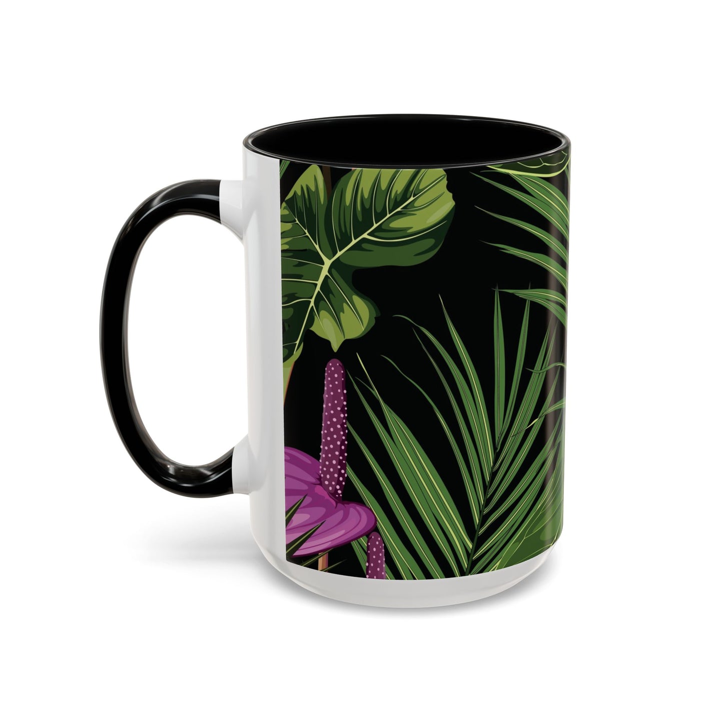 Accent Coffee Mug - Fun Tropical Drinkware for Flower Vibes /Anthurium and Palm