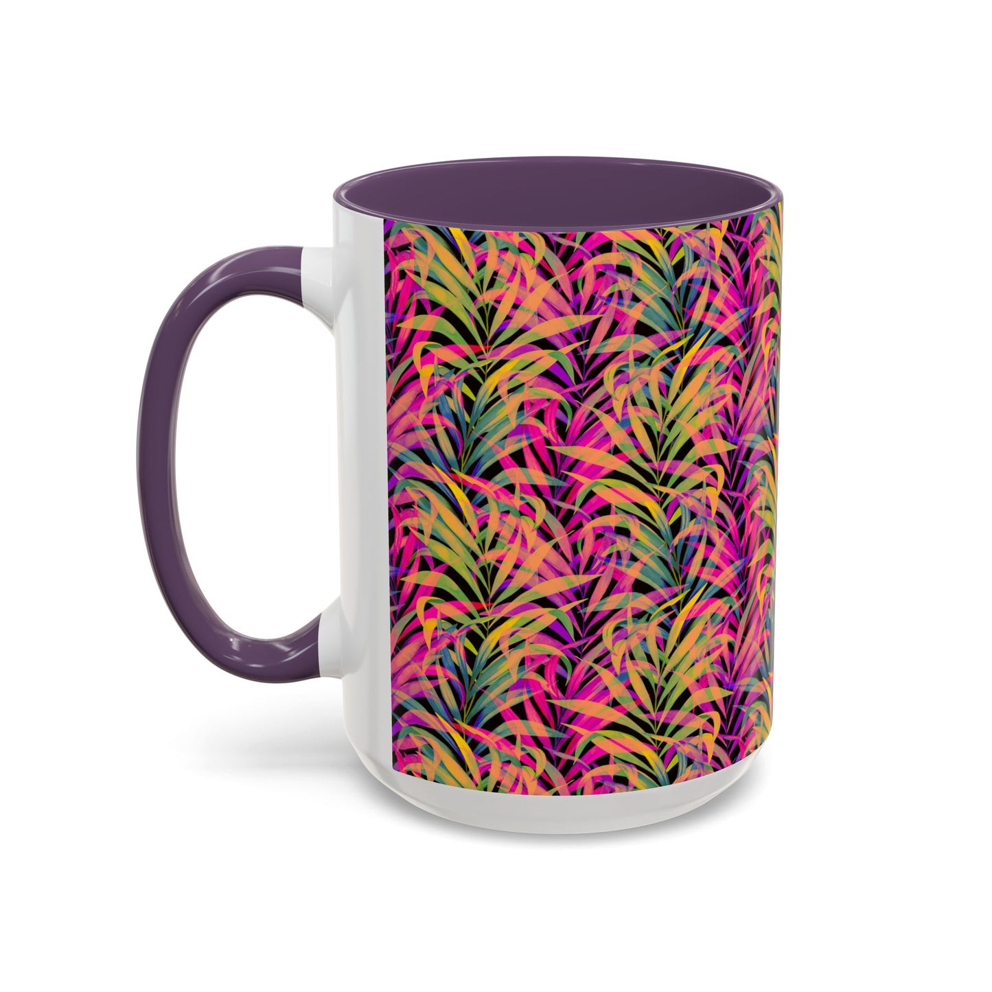 Accent Coffee Mug (11, 15oz), Rainbow Fronds / Various Colors