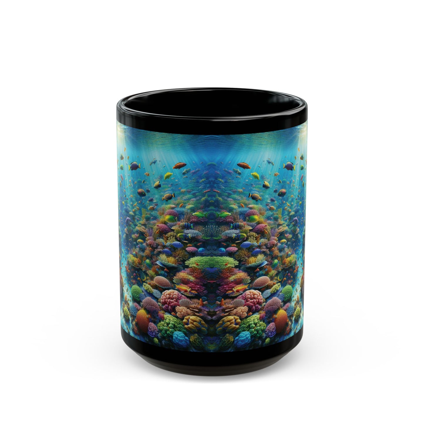Black Coffee Mug - Busy Coral Reef