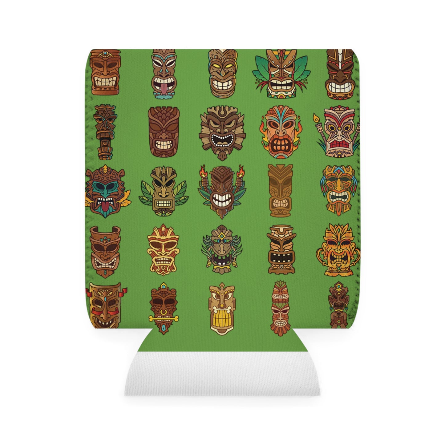 Tiny Tiki Dudes/Green Can Cooler Sleeve - Perfect for Outdoor Picnics