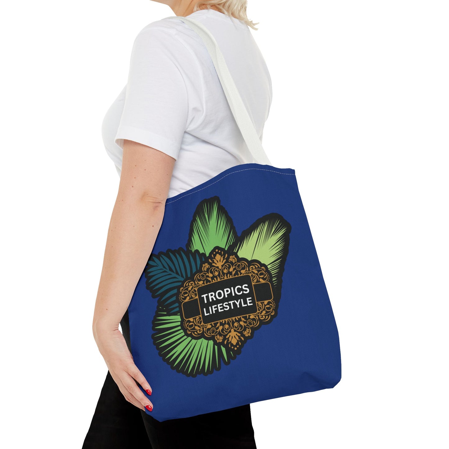 Elegant Tropics Lifestyle Logo Tote Bag - 3 Sizes, Dark Blue