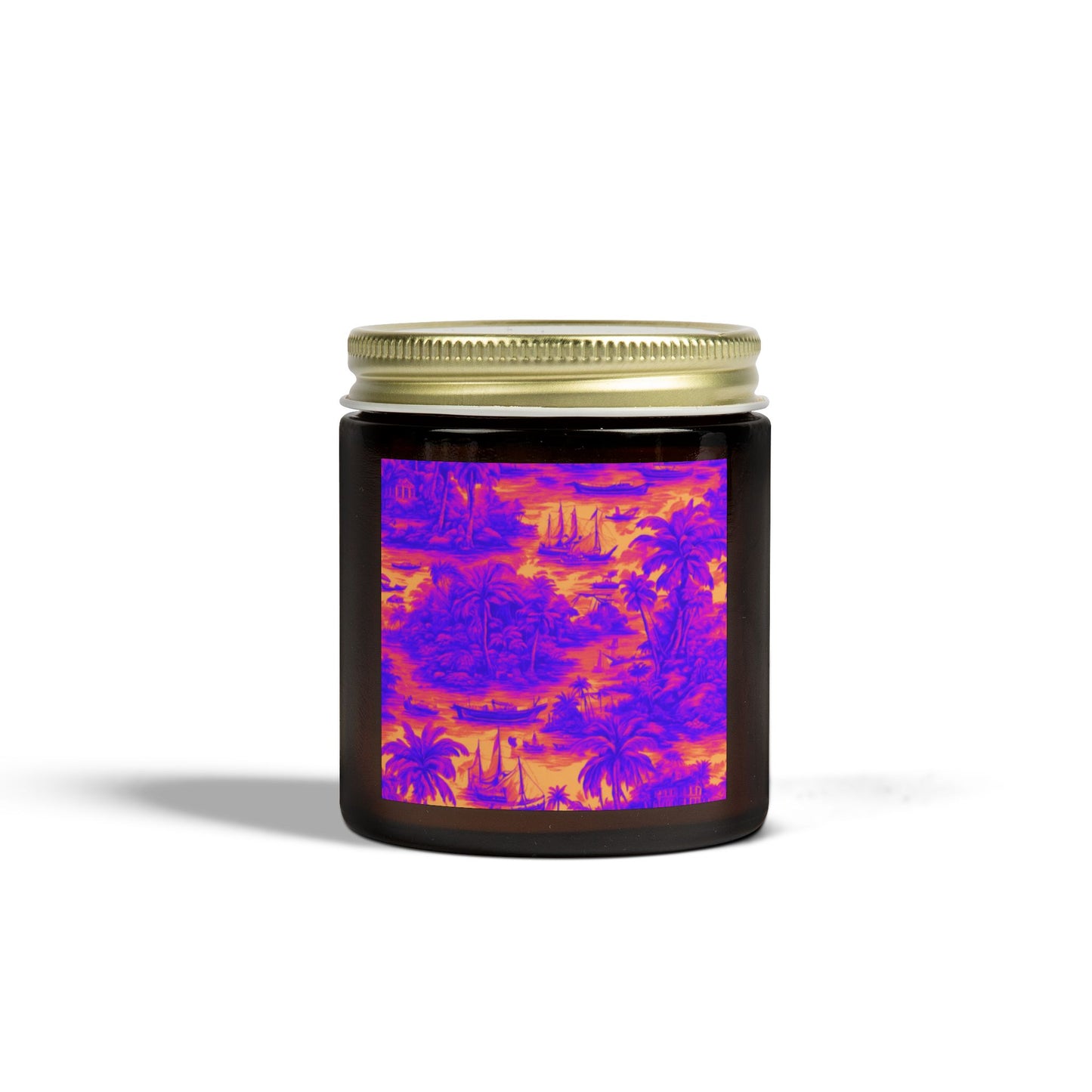 Scented Candles, Coconut Apricot Wax (4oz, 9oz) - Crazy Cool Tropical Toile