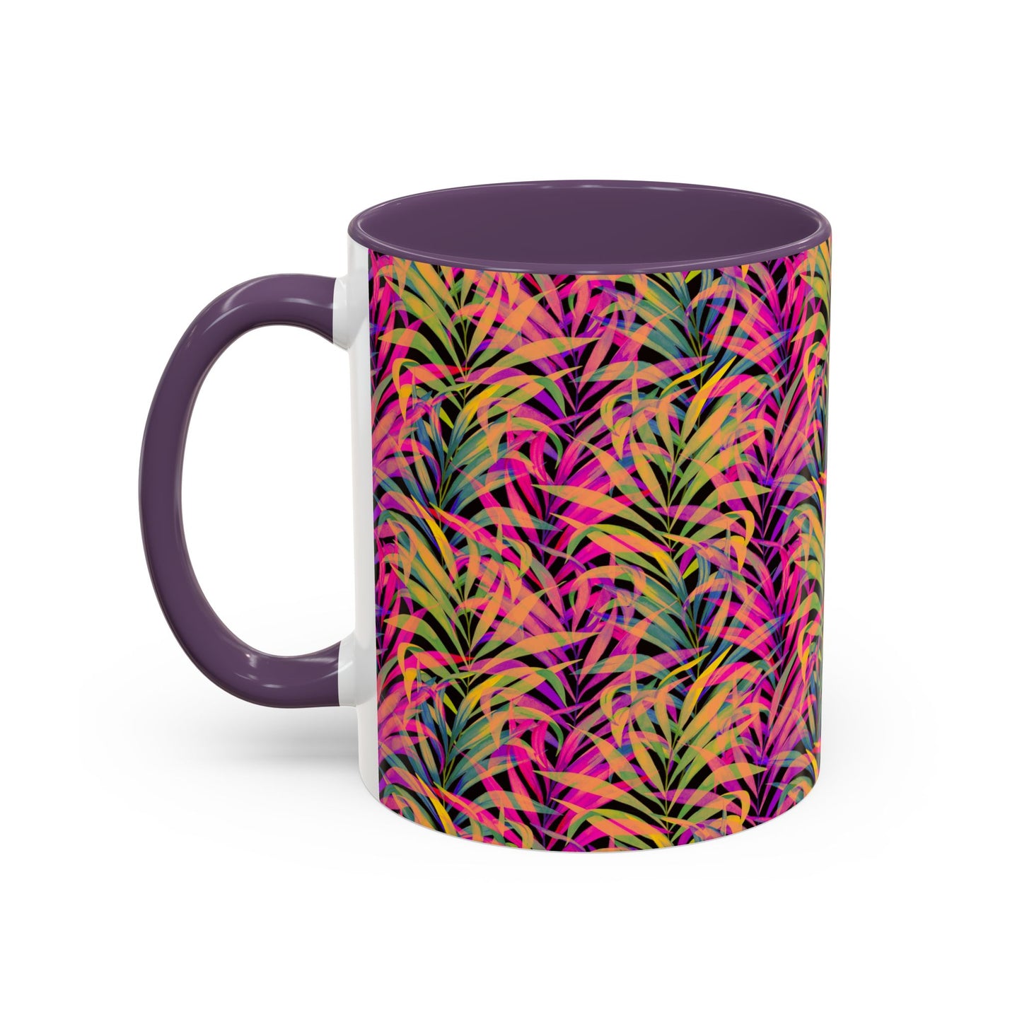 Accent Coffee Mug (11, 15oz), Rainbow Fronds / Various Colors