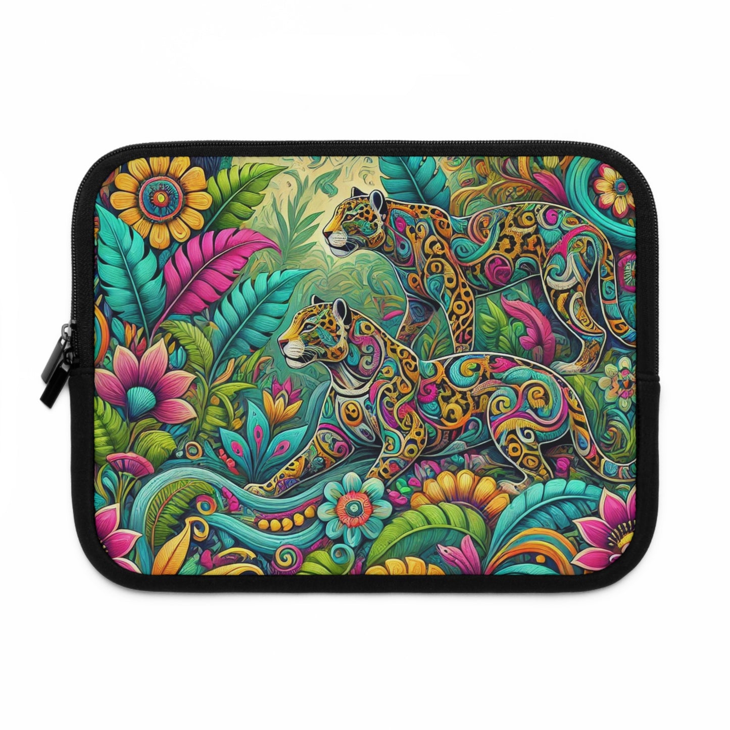 Tropical Laptop Sleeve, 5 Sizes - Perfect for Rainforest Lovers & Students / Jaguar Pop