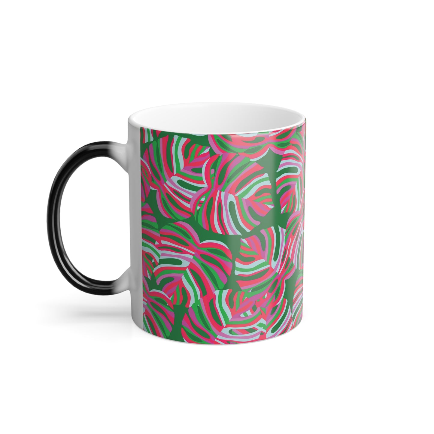 Color Morphing Mug, 11oz, Monstera Pink Pop