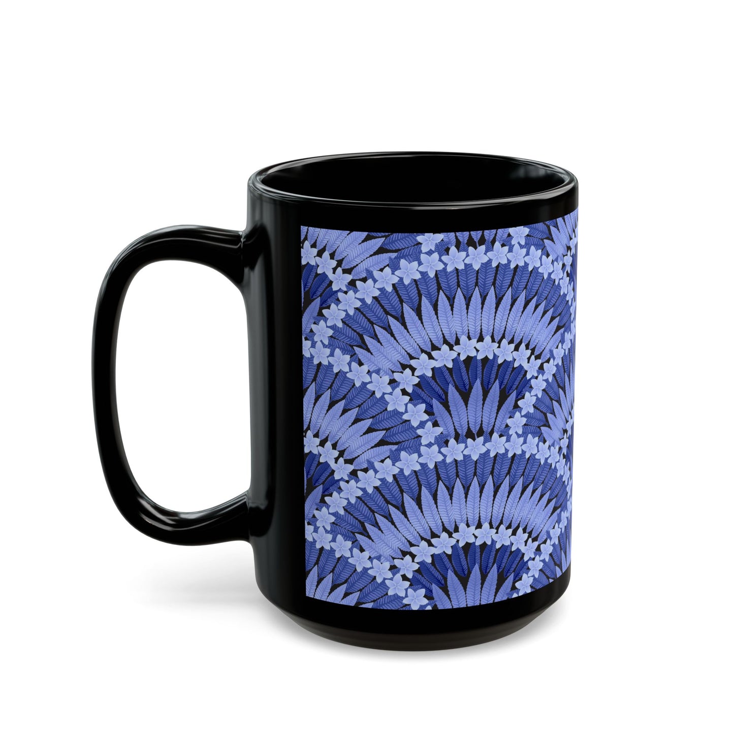 Plumeria and Palms Black Coffee Mug