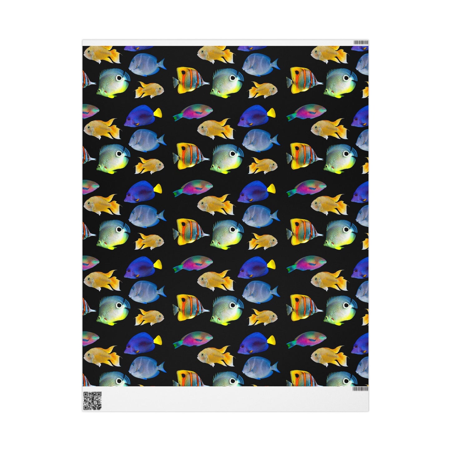 Wrapping Paper - Tropical Gift Wrap for All Occasions, 3 Sizes/2 Finishes / School of Fish, Black