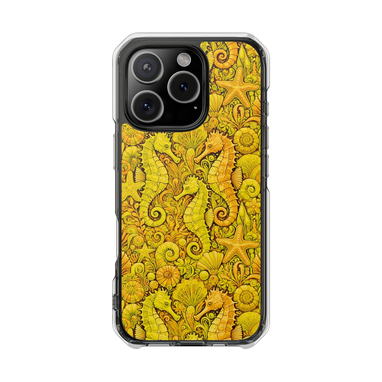 Seahorses/Yellow Magnetic Clear Phone Case, Many Models