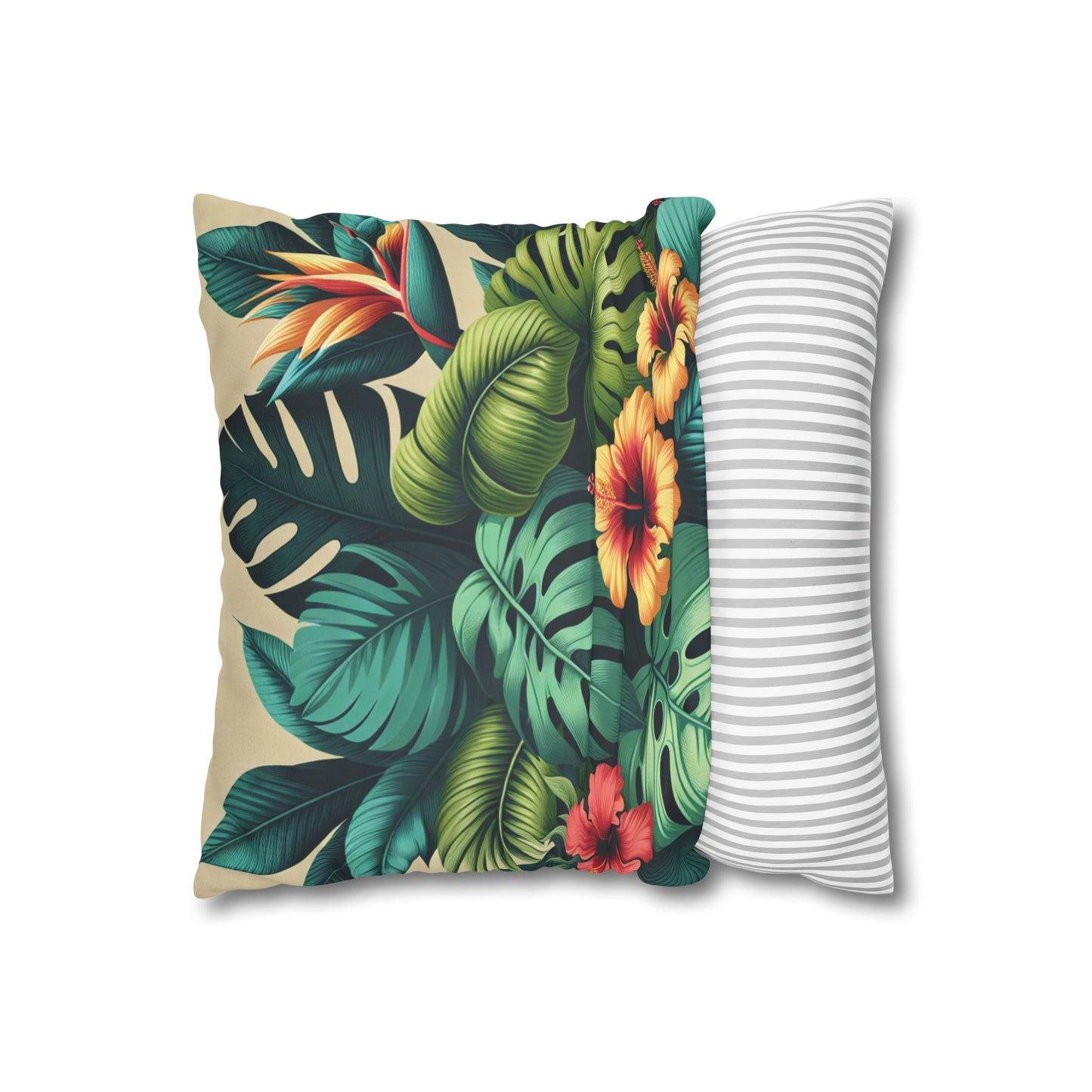 Faux Suede Square Pillowcase - Exotic Flora