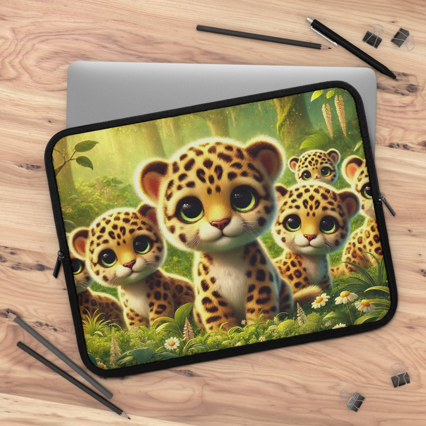 Tropical Laptop Sleeve, 5 Sizes - Perfect for Rainforest Lovers & Students / Baby Jaguars