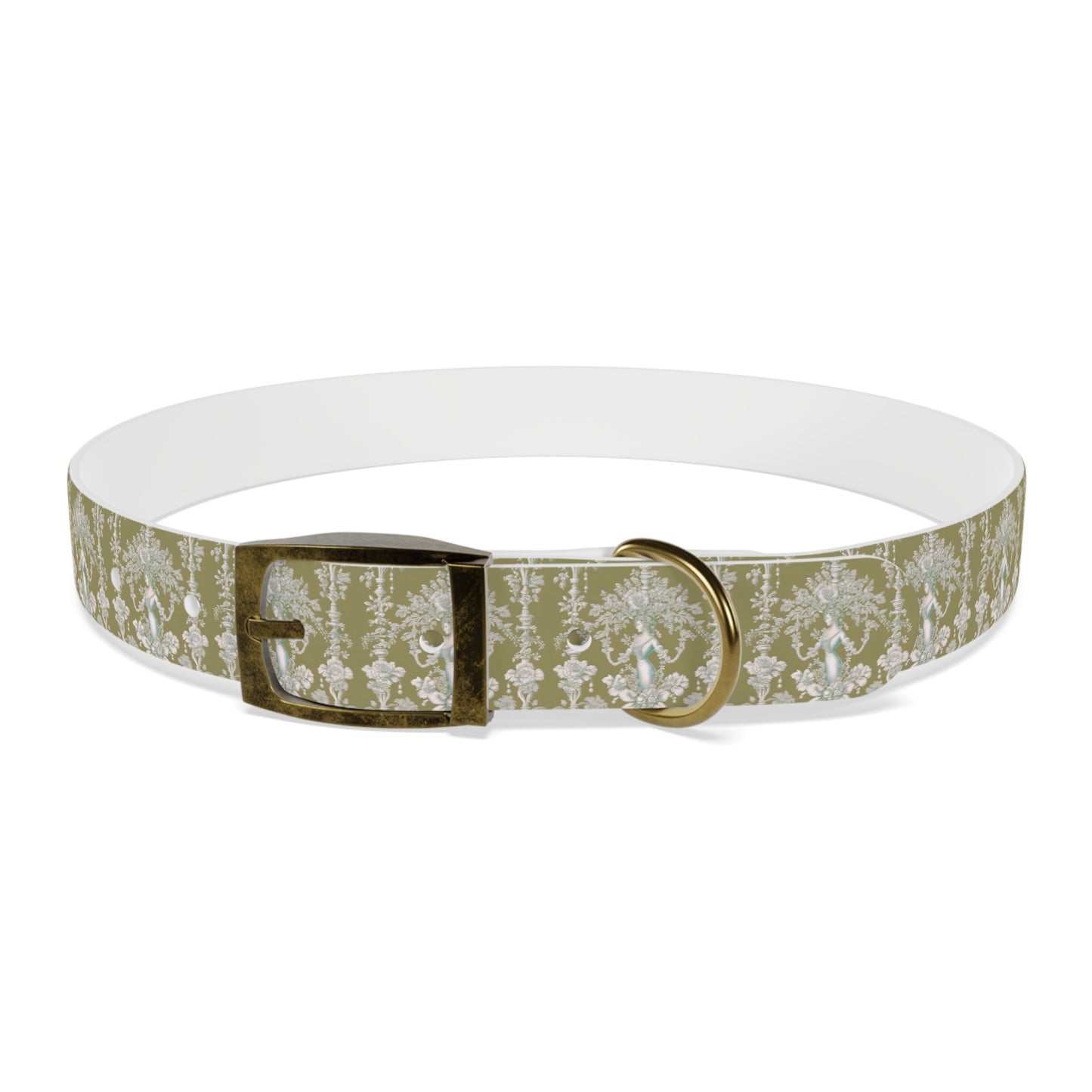 Dog Collar - Pearl Lady Toile, highborn green