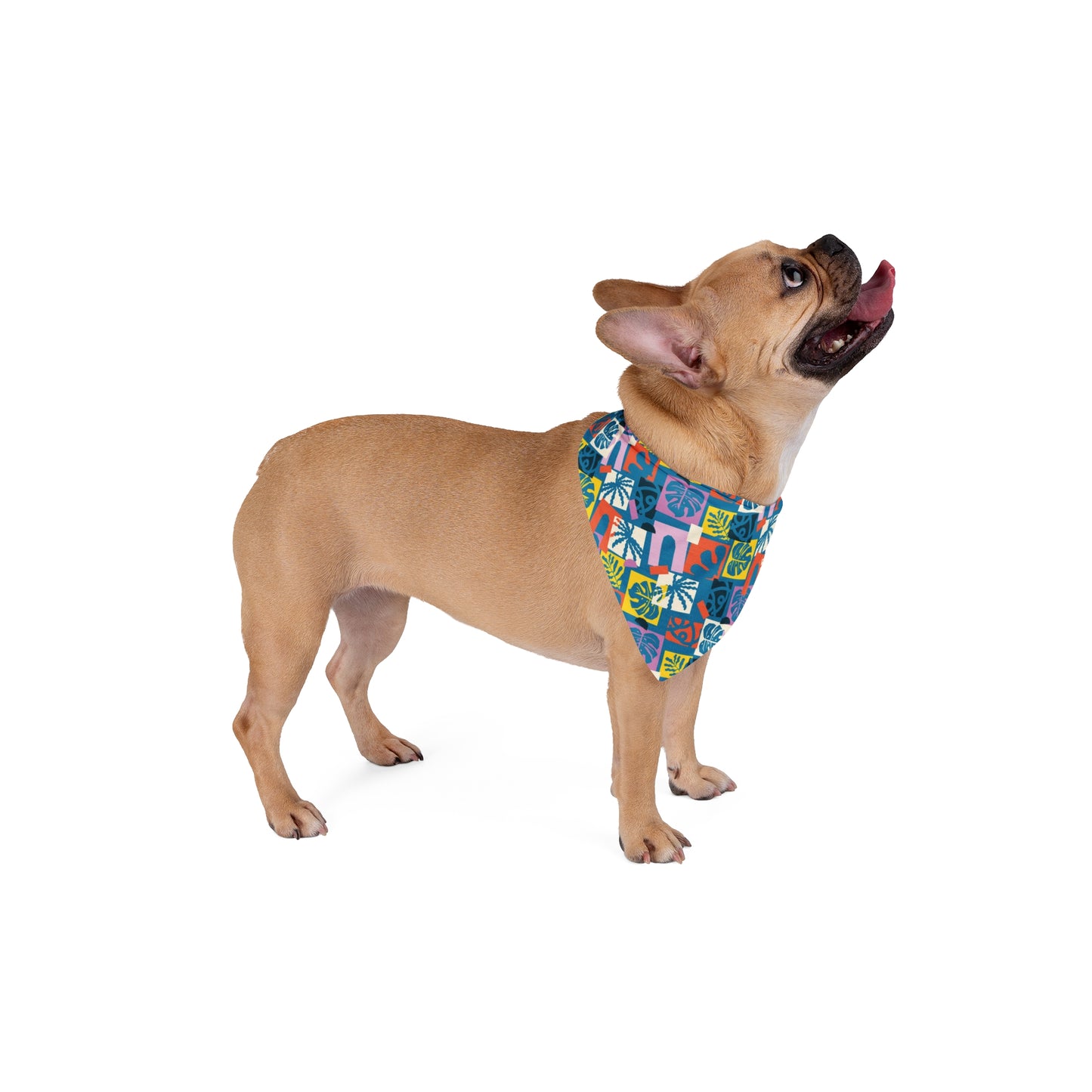 Boho Tiki Monstera Tropical Pet Bandana, 2 Sizes - Stylish accessory for dogs & cats