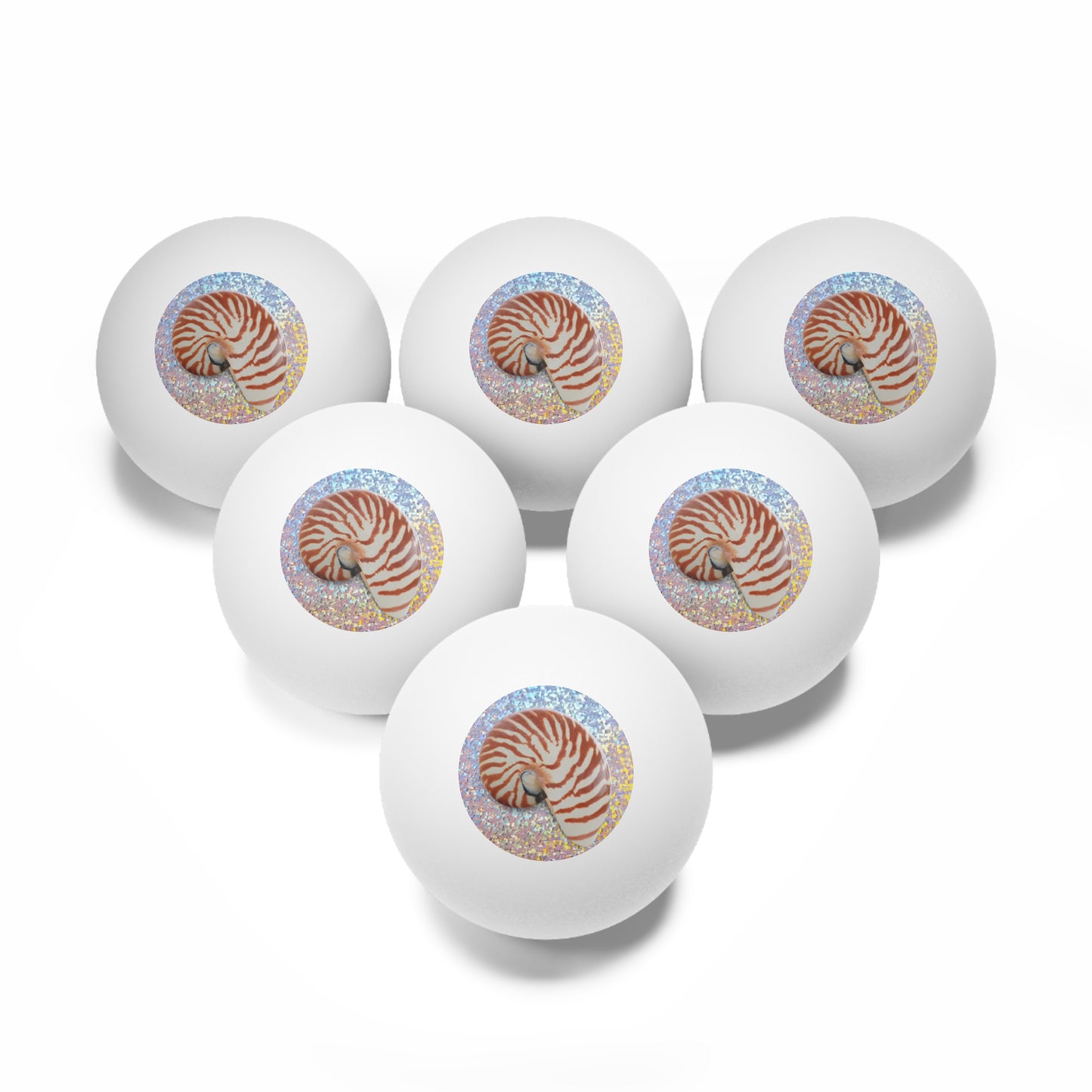 Tropical Paradise Ping Pong Balls - 6 Pack with Disco Striped Nautilus