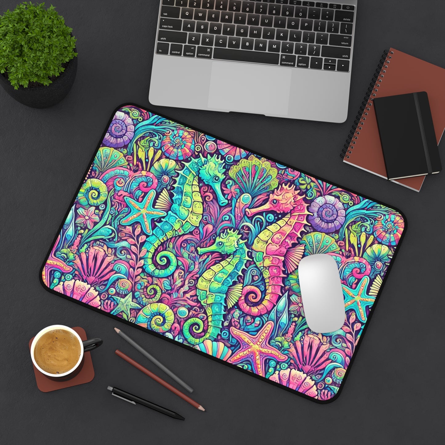 Tropical Mouse Pad/Desk Mat, 3 Sizes - Perfect for Home Office / Seahorses, Pop