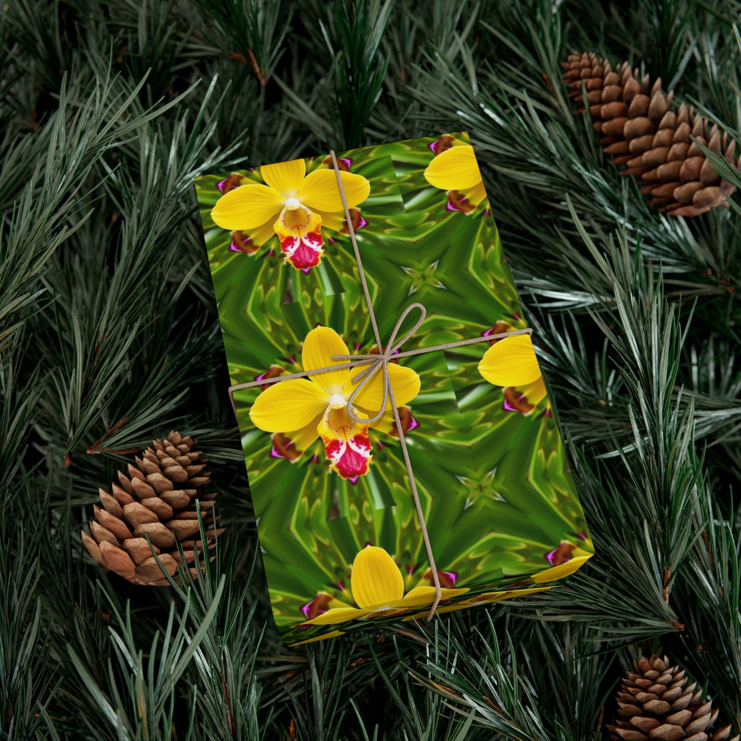 Gift Wrap Papers, Yellow Orchid Kaleidoscope