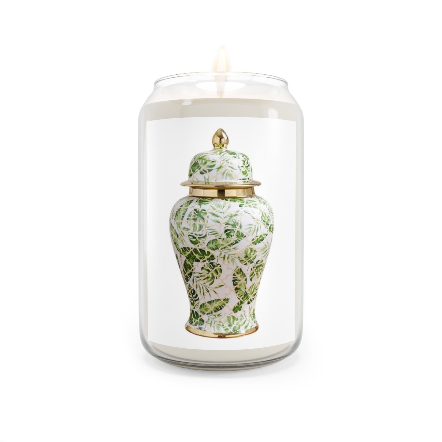 Scented Candle, 13.75oz - Tropical Ginger Jar, Green & White