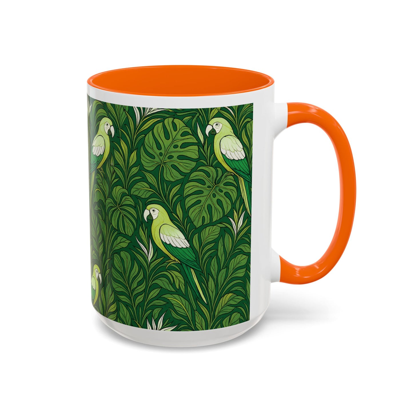 Accent Coffee Mug (11, 15oz), 8 Colors - Parrot Family, Lime