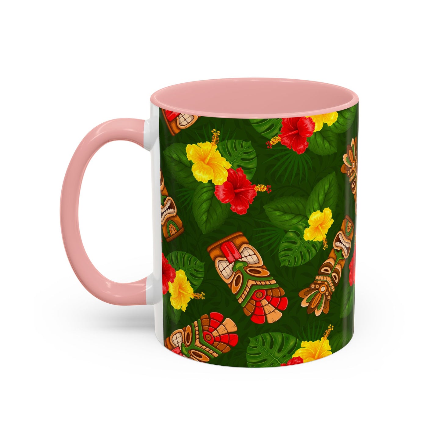 Accent Coffee Mug (11, 15oz), 8 Colors - Tiki Hibiscus Garden