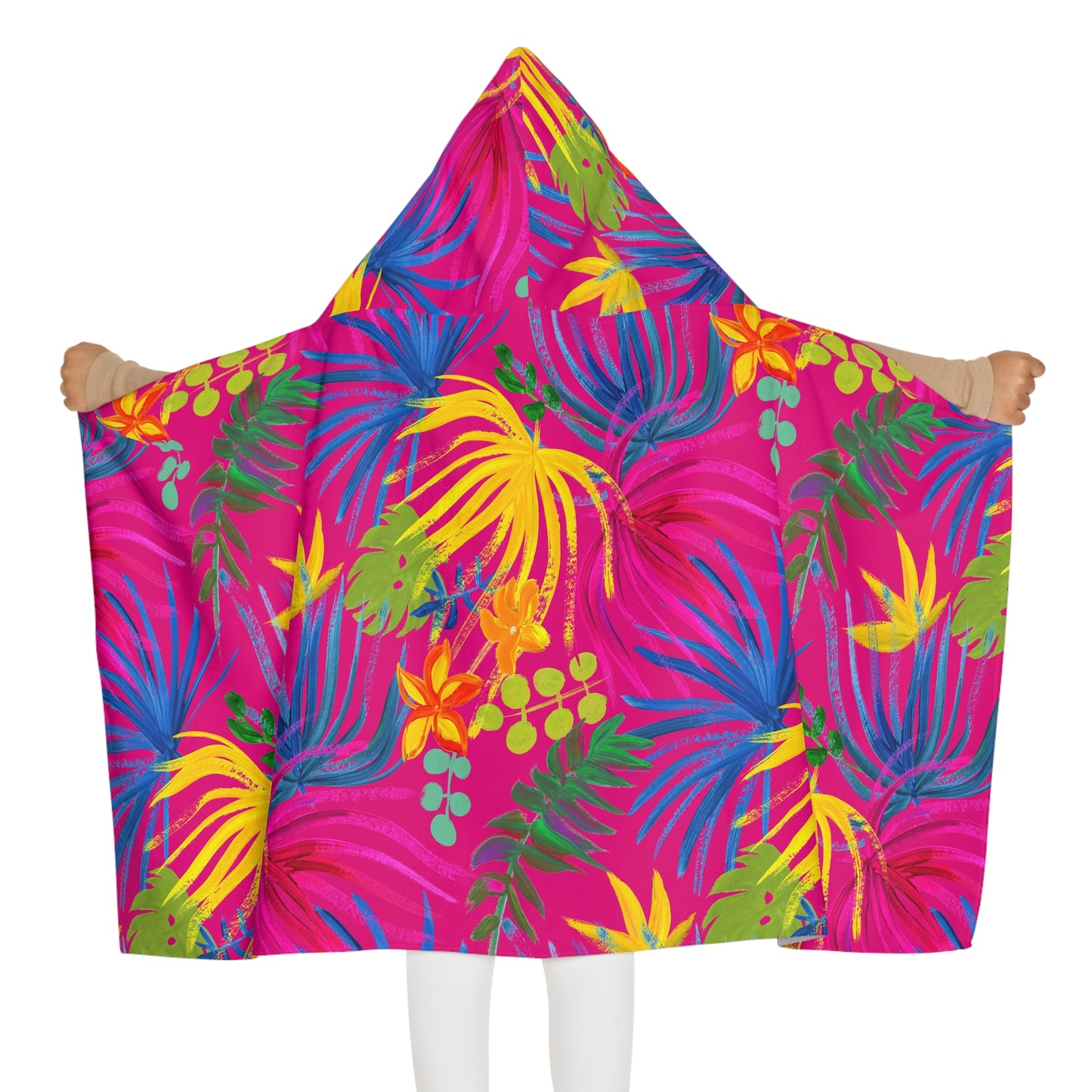 Tropical Kids Hooded Towel - Exotic Flora Design for Beach & Bath