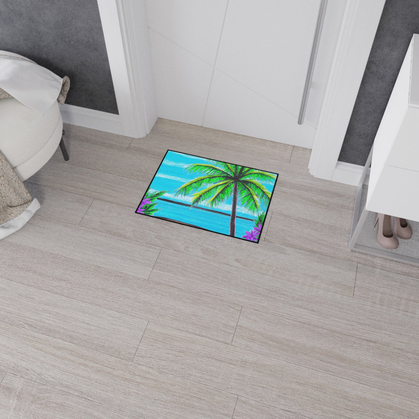Heavy Duty Floor Mat, 5 Sizes – Tropical Area Rug for Home Décor / Calm Beach