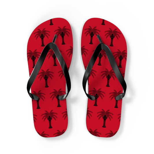 Flip Flops - Stylized Palm, dark red