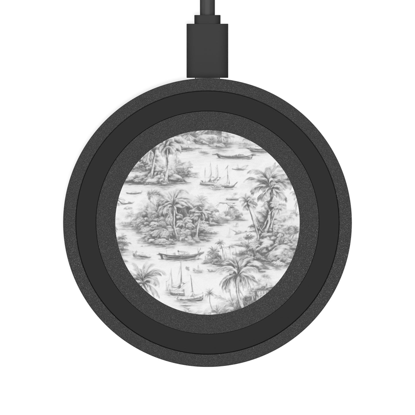 Quake Wireless Charging Pad - Tropical Toile #1, Soft Black