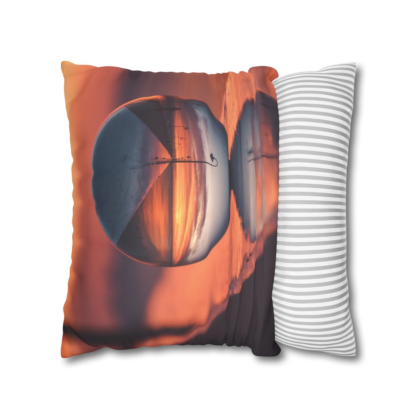 Faux Suede Square Pillowcase - Crystal Ball at Sunset Pier