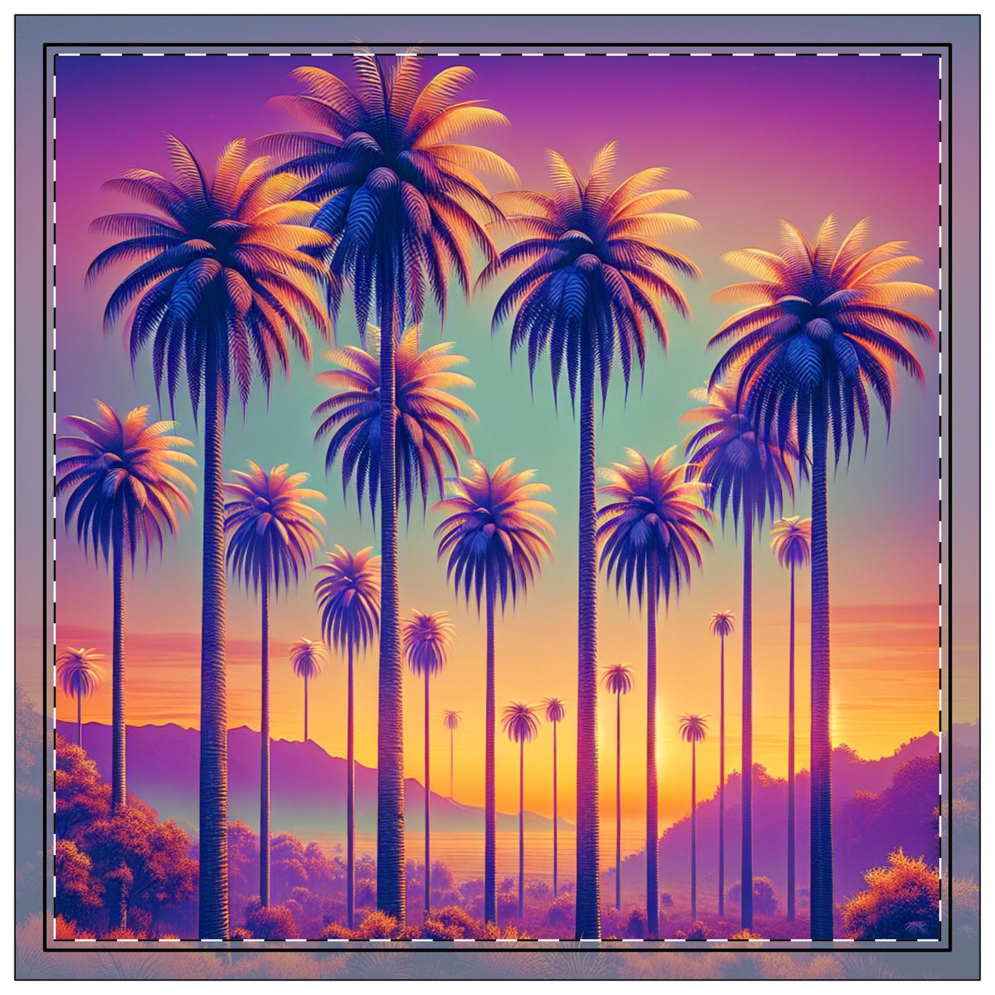 Sunset Palms Polyester Napkins | SET of 4 | Stylish Table Decor