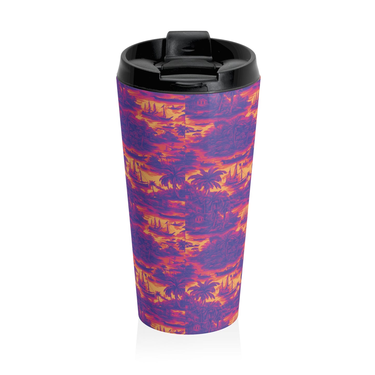 15 oz. Stainless Steel Travel Mug / Tropi Trip Toile Heatwave
